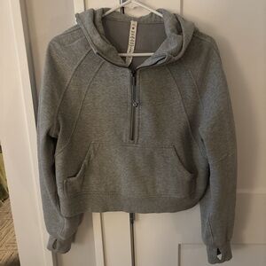 Lululemon Heather Gray Cropped Half-Zip Hoodie